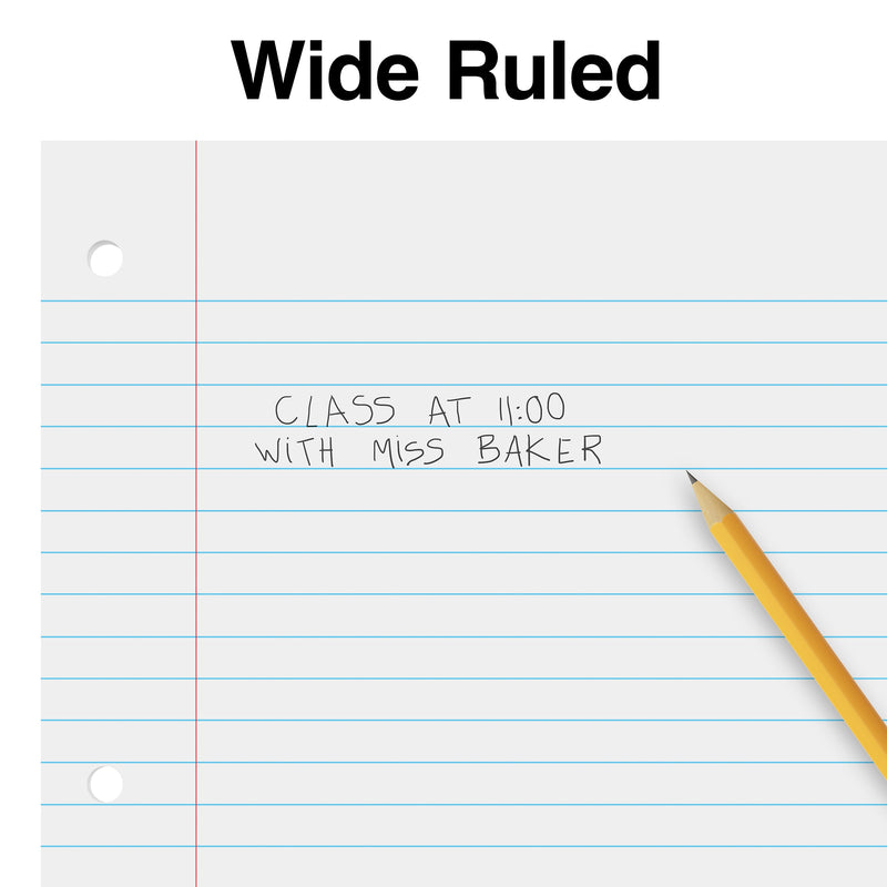 Staples Wide Ruled Filler Paper, 8" x 10.5", White, 120 Sheets/Pack, 36 Packs/Carton (TR37426)