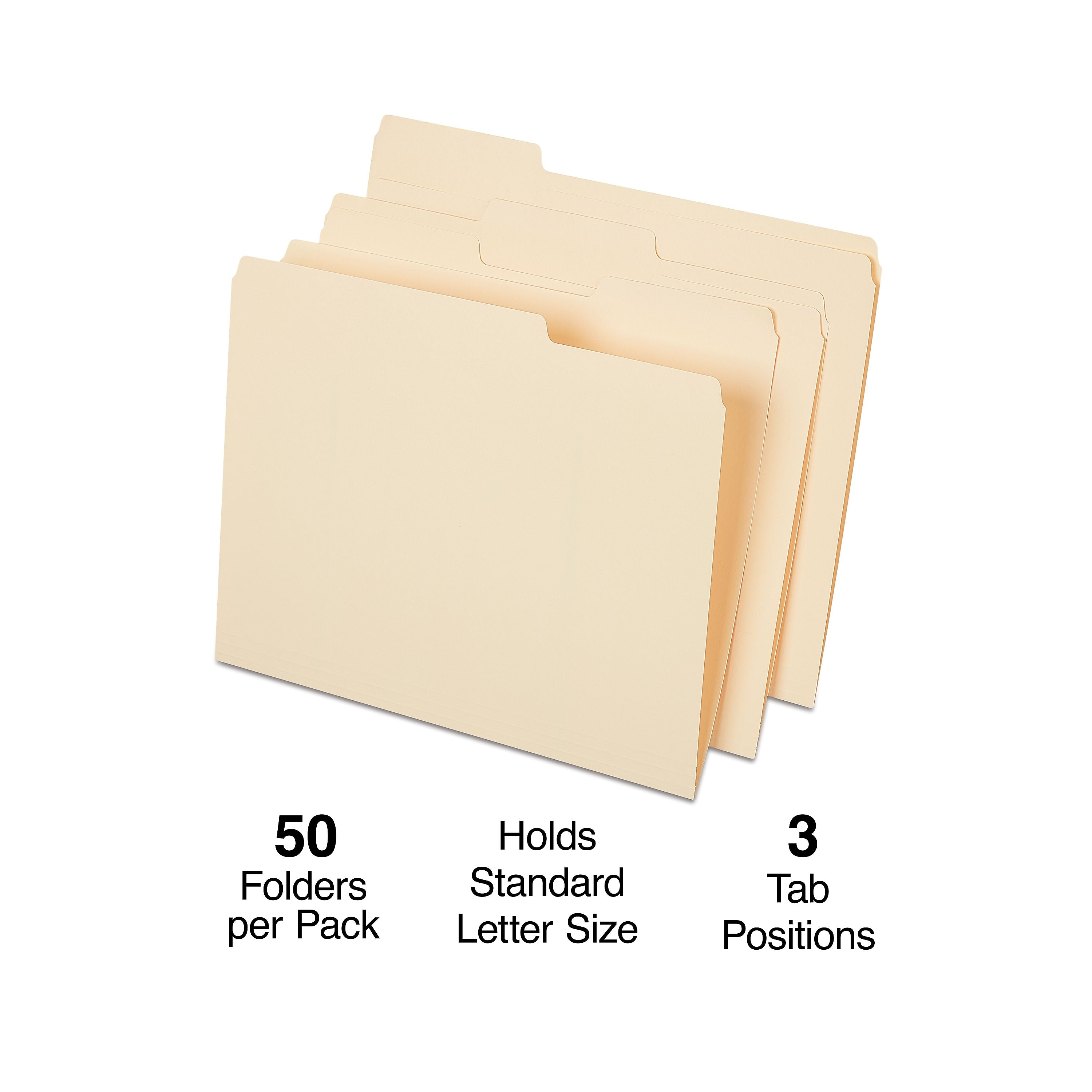 Staples File Folder, 1/3-Cut Tab, Letter Size, Manila, 50/Pack (ST541077-CC)