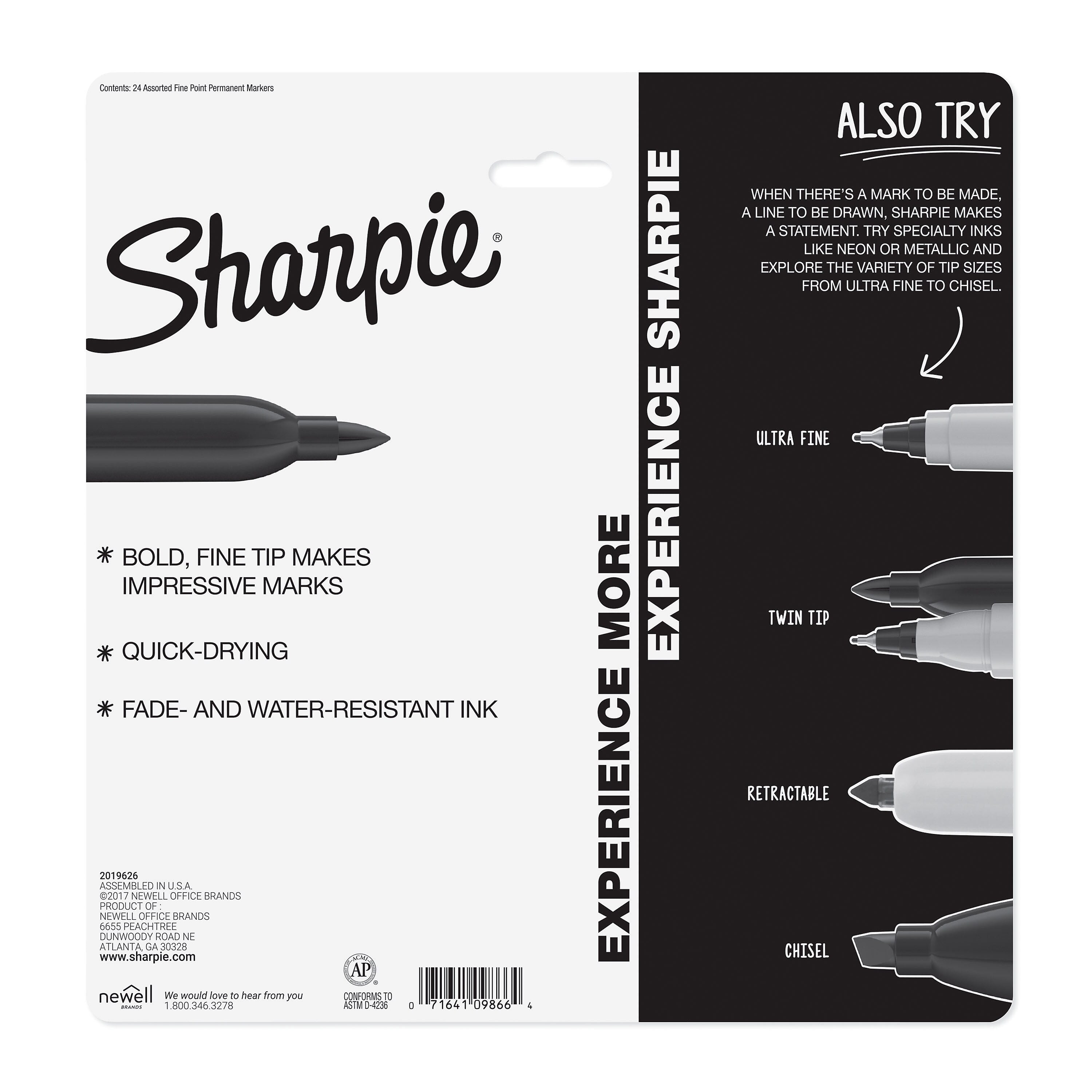 Sharpie Color Burst Permanent Markers, Fine Tip, Assorted, 24/Pack (1949557)