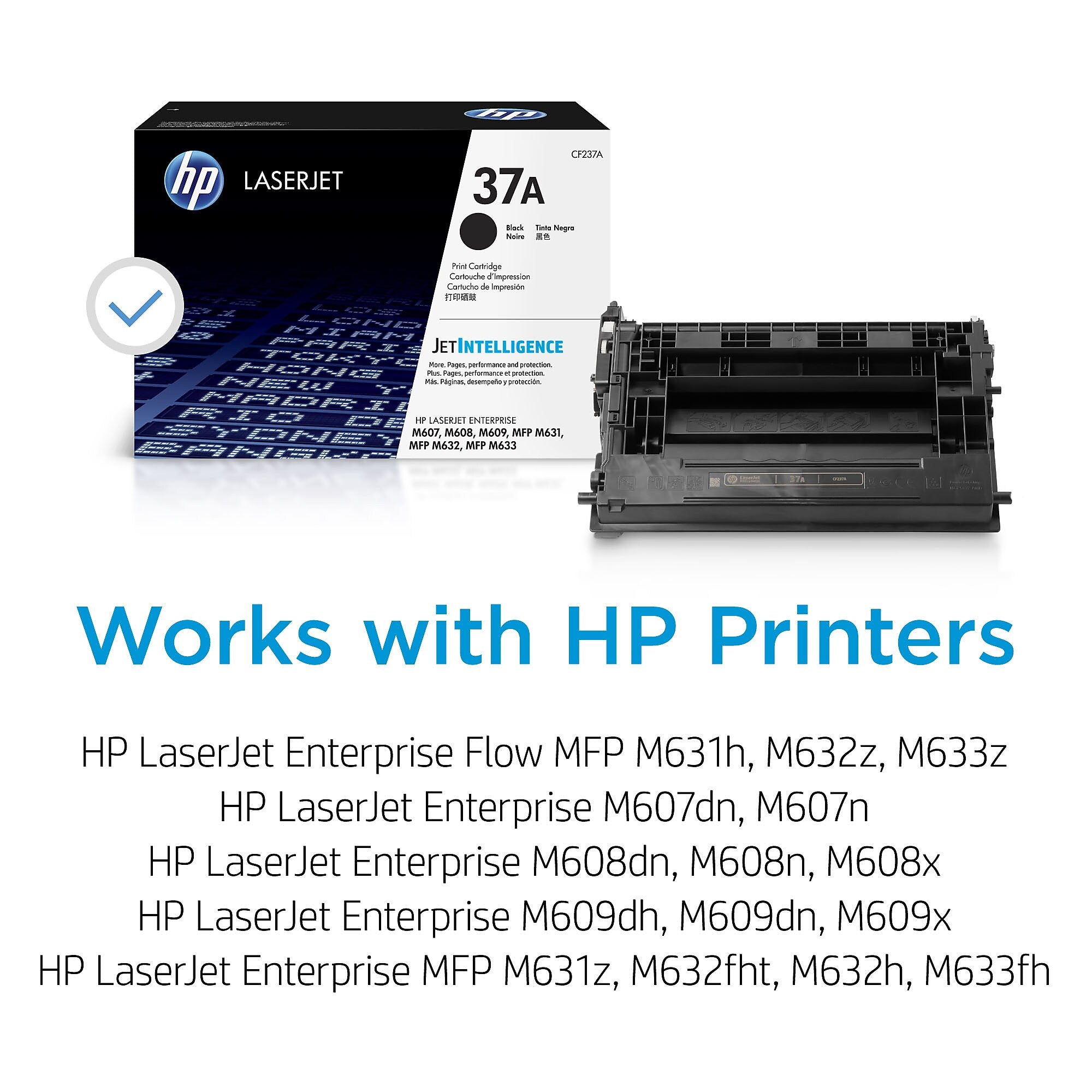 HP 37A Black Standard Yield Toner Cartridge, Prints Up to 11,000 Pages (CF237A)