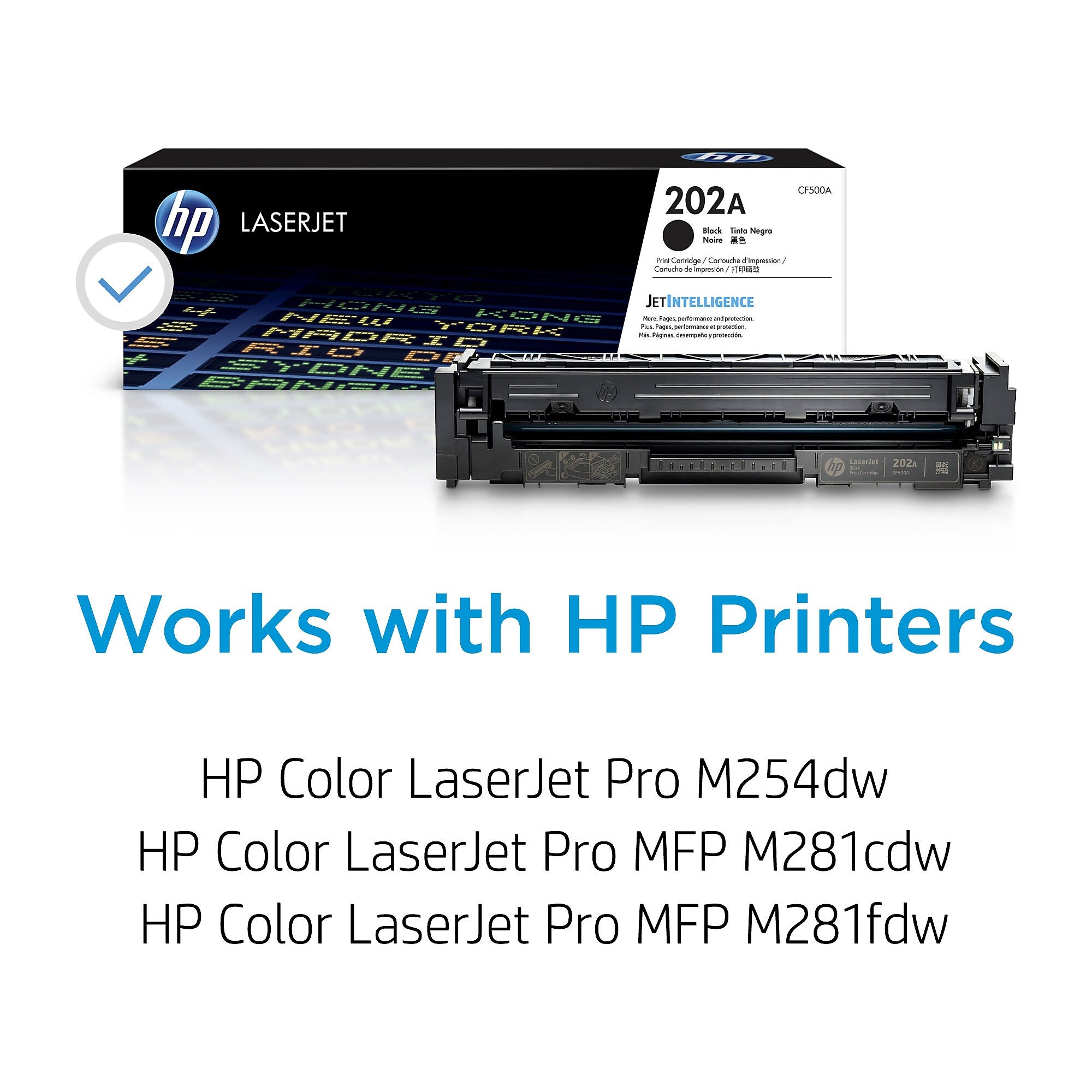 HP 202A Black Standard Yield Toner Cartridge, Prints Up to 1,400 pages (CF500A)