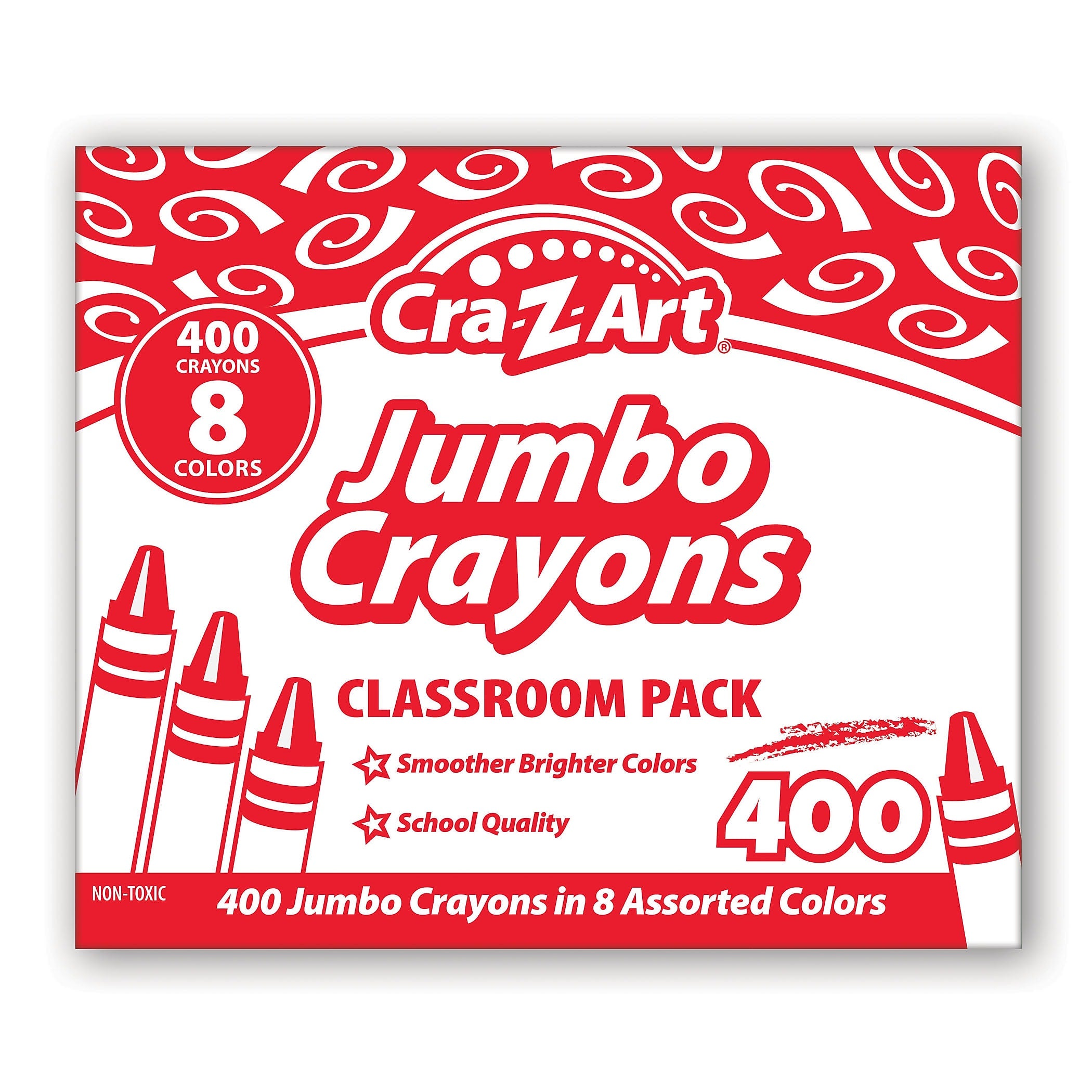 Cra-Z-Art Jumbo Crayon Classroom Pack, Assorted Colors, 400/Pack (CZA740051)