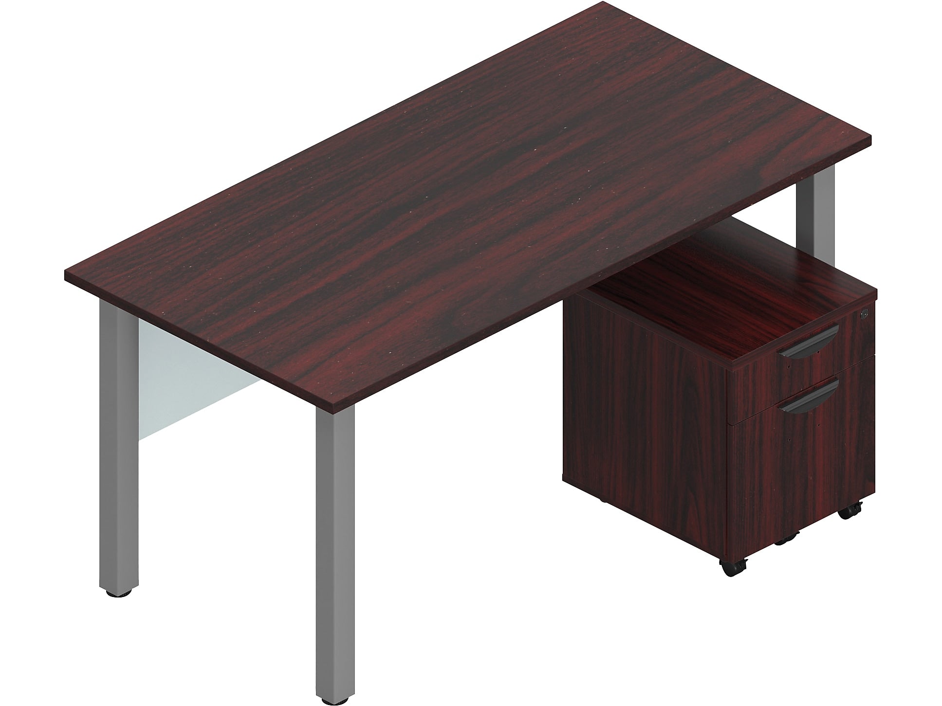 Offices To Go Superior 60" Workstation Desk Bundle, American Mahogany (TDOTG19-AML)
