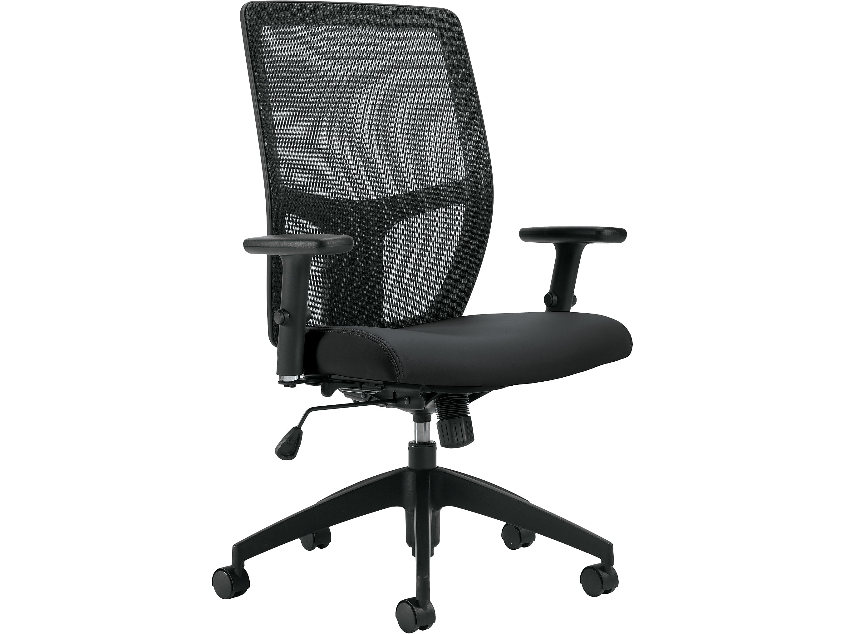 Offices To go Mesh Back Luxhide Task Chair, Black (OTG3191BL20)