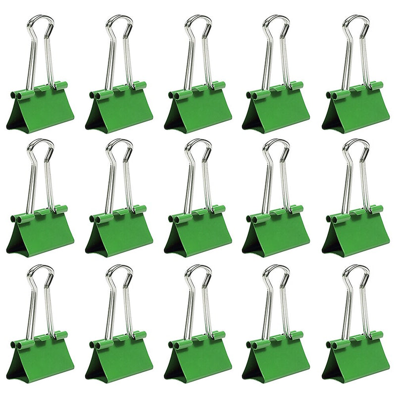 JAM Paper Colored Binder Clips, Medium,  5/8" Capacity, Green, 15/Pack (339BCGR)