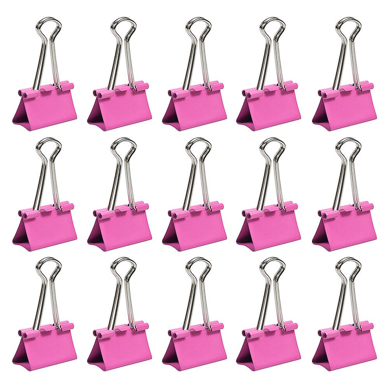 JAM Paper Colored Binder Clips, Medium,  5/8" Capacity, Pink, 15/Pack (339BCPI)