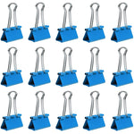 JAM Paper Colored Binder Clips, Medium,  5/8" Capacity, Blue, 15/Pack (339BCBU)