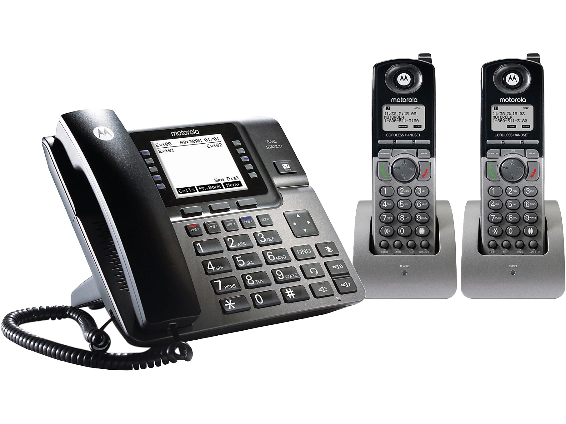 Motorola 4-Line Corded/Cordless Phone Bundle, Gray/Black (ML1002H)