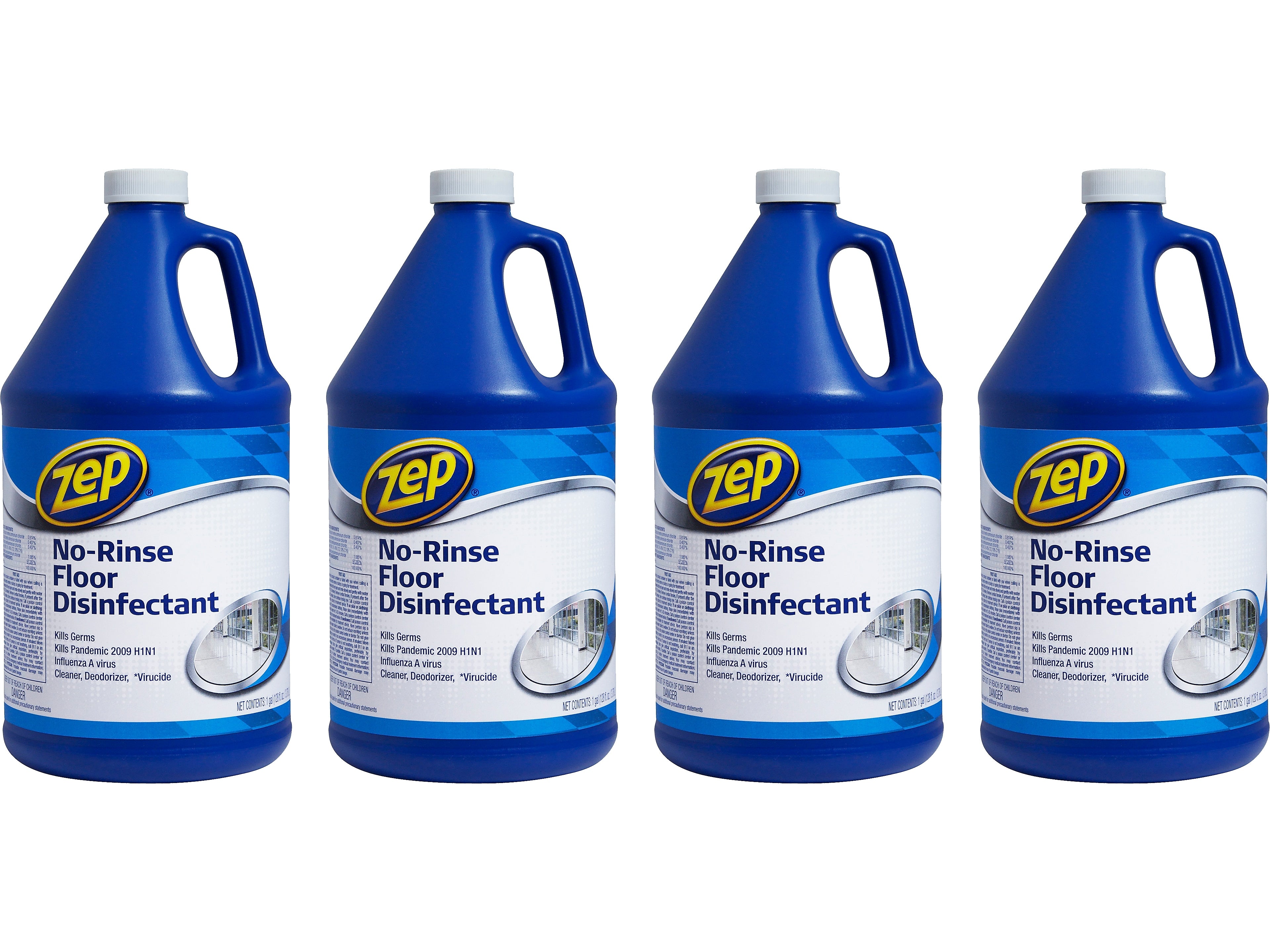 Zep No-Rinse Floor Disinfectant, 128.2 Oz., 4/Carton (ZUNRS128X)