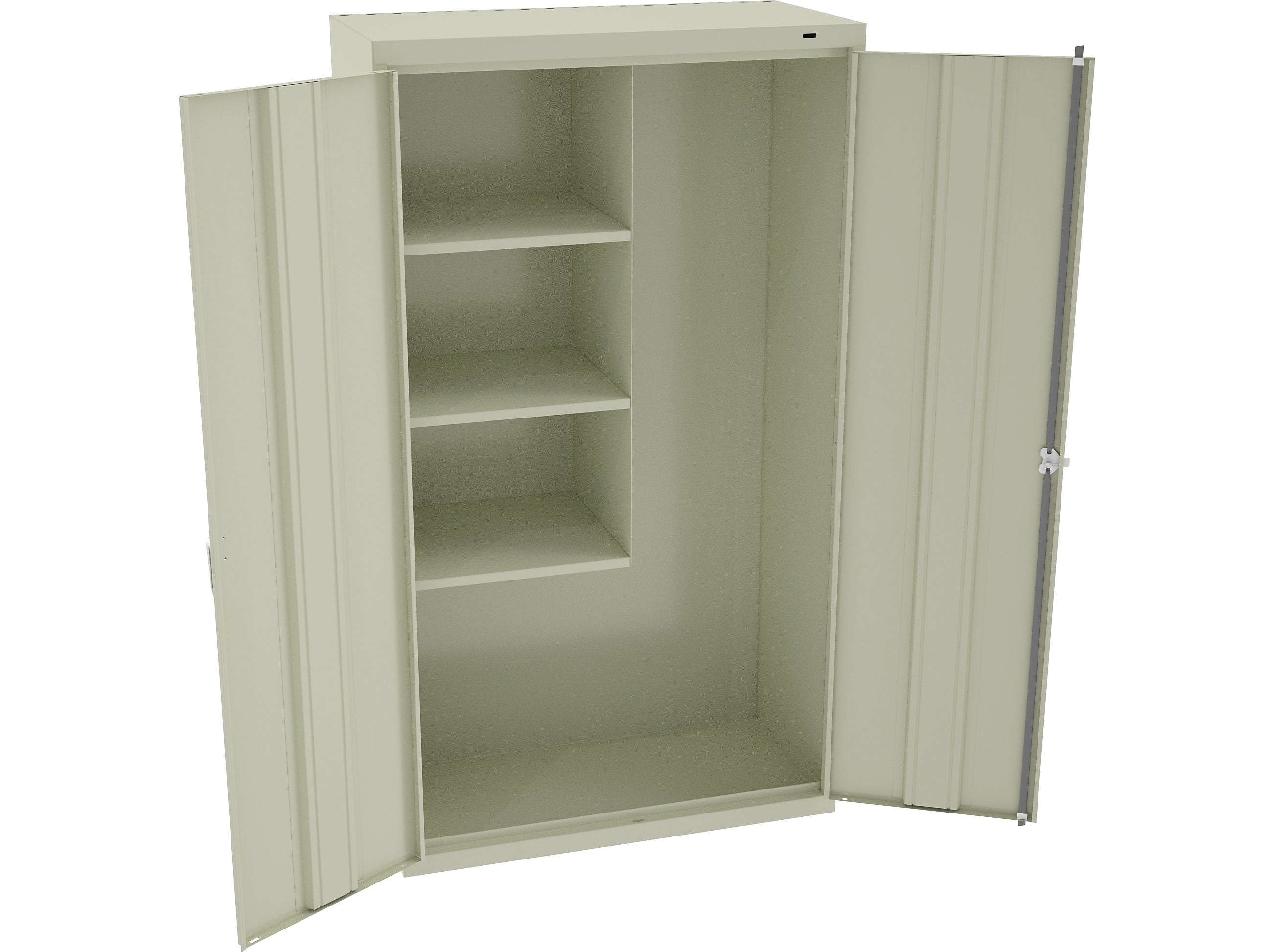 Tennsco 64" Steel Janitorial Supply Cabinet with 3 Shelves, Champagne/Putty (JAN6618DH-CPY)