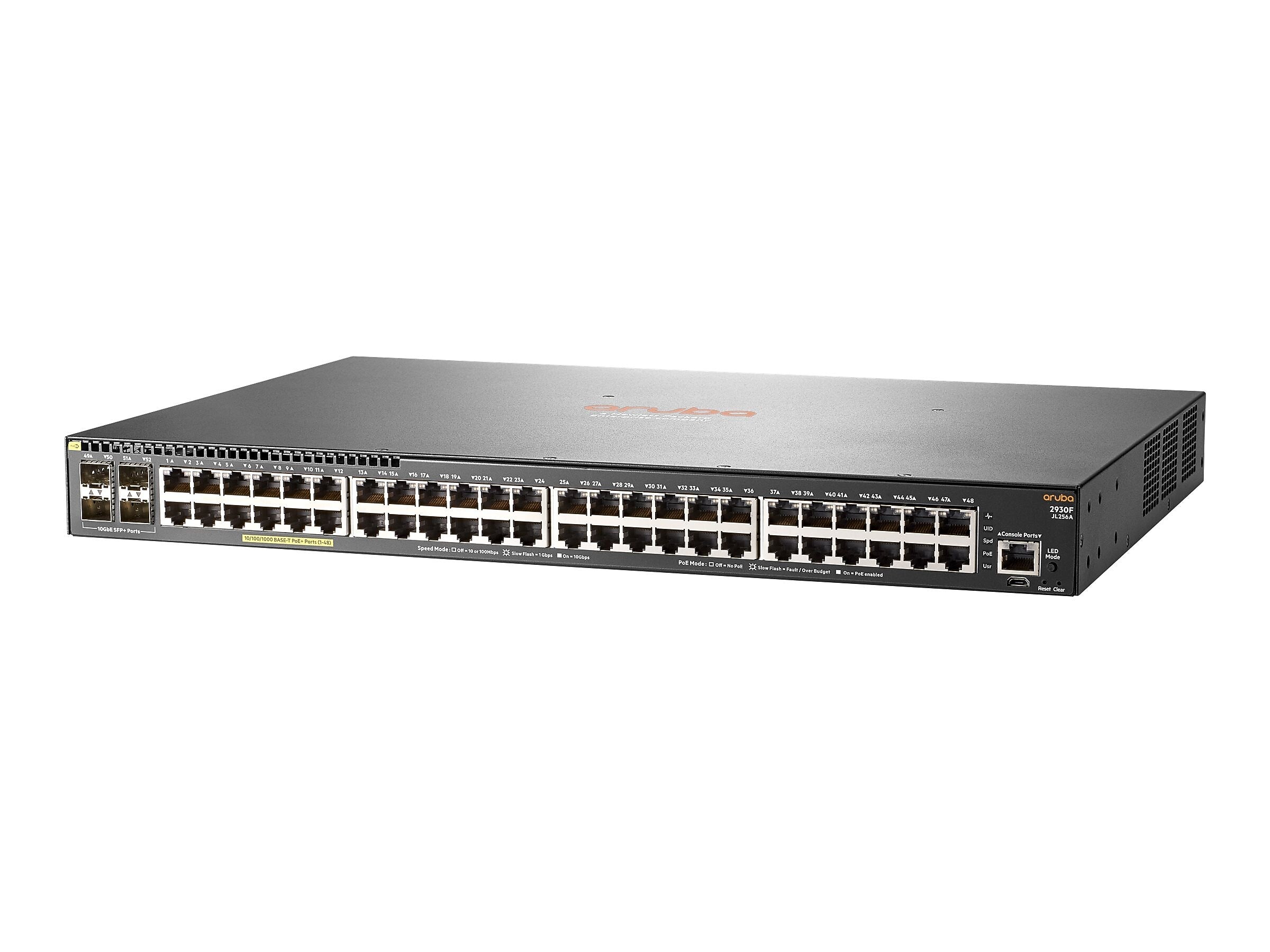 Aruba 2930F 48-Port Managed Switch, 10/100/1000 Mbps, Black (JL256A#ABA)
