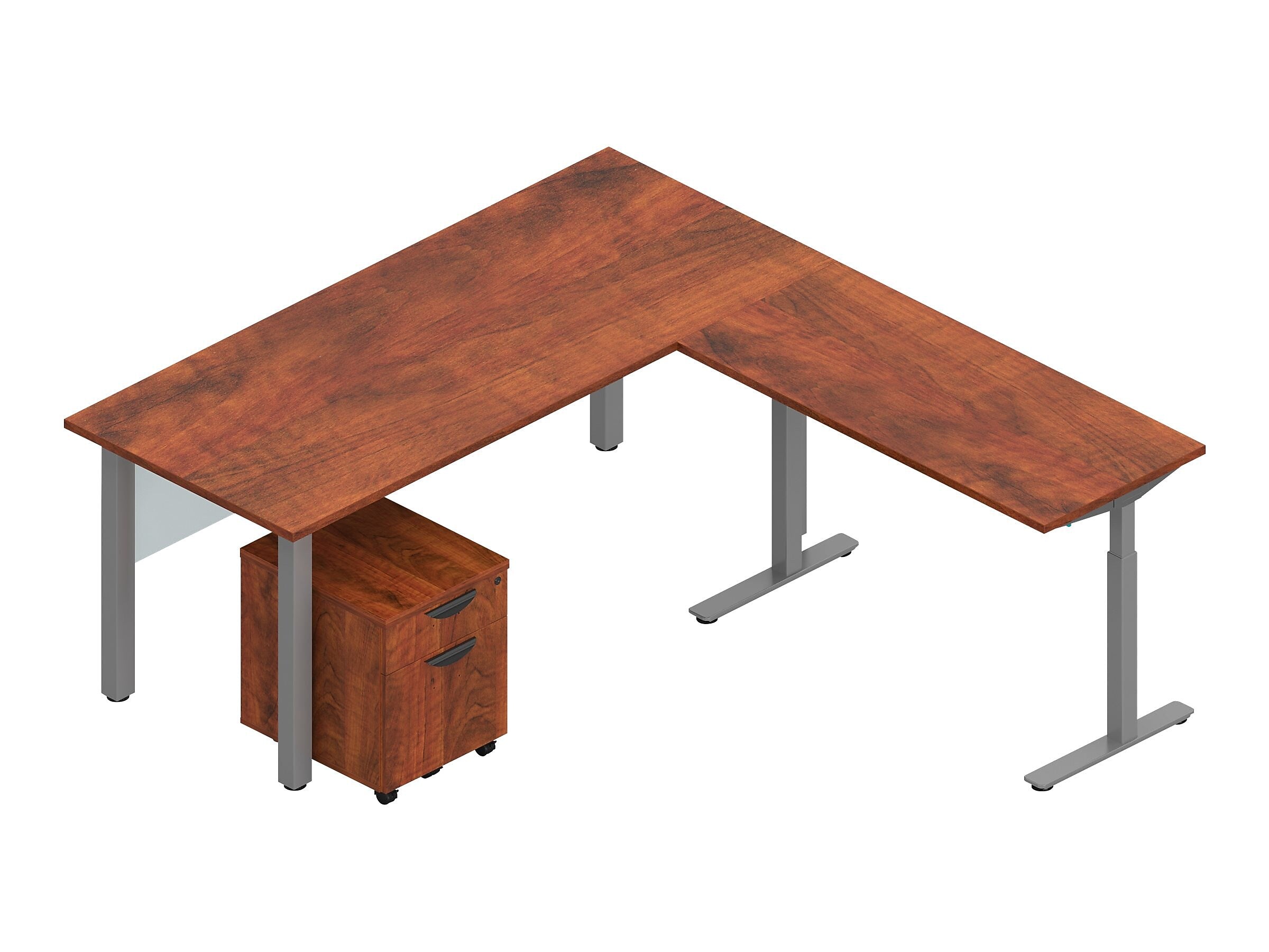 Offices To Go Superior Laminate 71" L-Shaped Desk, American Dark Cherry (TDOTG21-ADC)