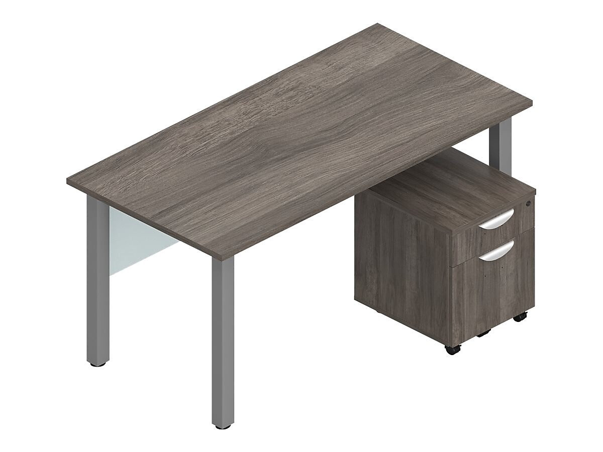Offices To Go Superior Laminate 60"W Desk with Mobile Pedestal, Artisan Gray (TDOTG19-AGL)