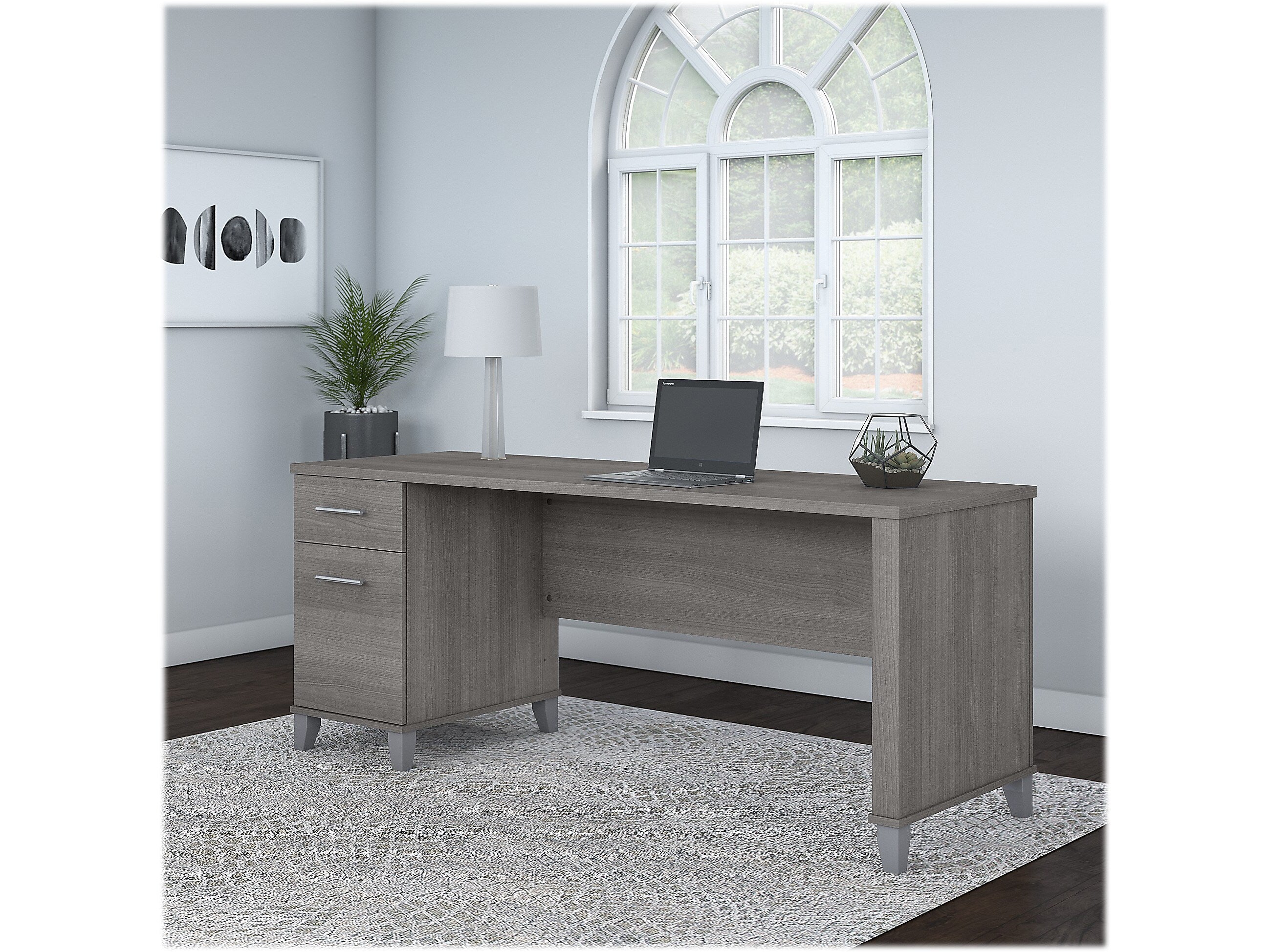Bush Furniture Somerset 72"W Office Desk with Drawers, Platinum Gray (WC81272)
