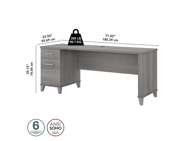 Bush Furniture Somerset 72"W Office Desk with Drawers, Platinum Gray (WC81272)