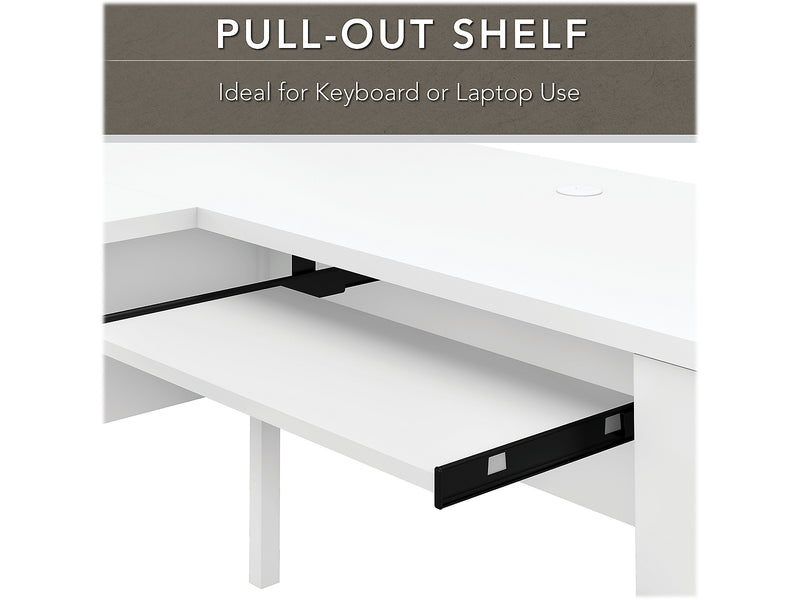 Bush Furniture Somerset 60"W L Shaped Desk with Hutch, White (SET002WH)