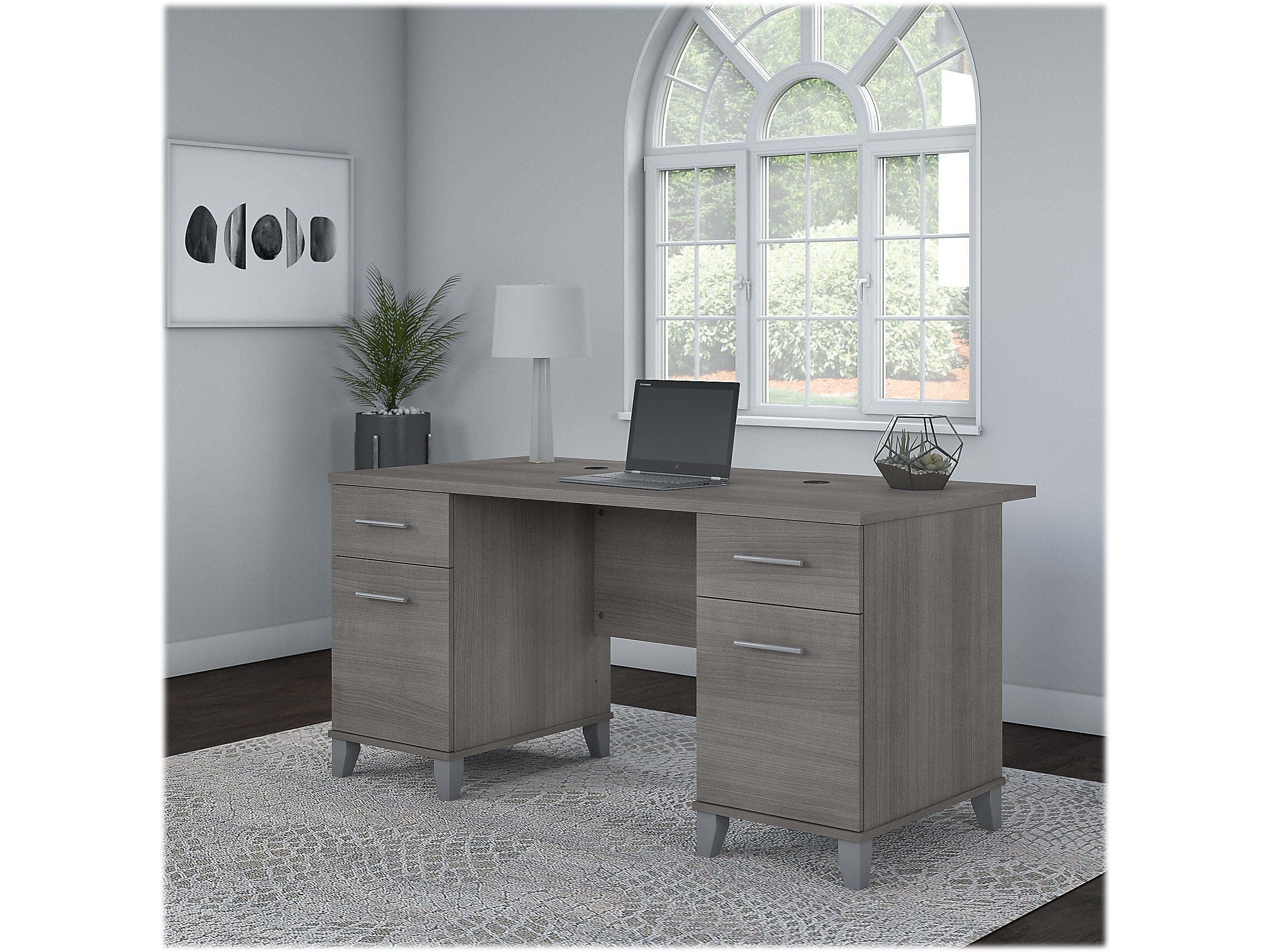 Bush Furniture Somerset 60"W Office Desk with Drawers, Platinum Gray (WC81228K)