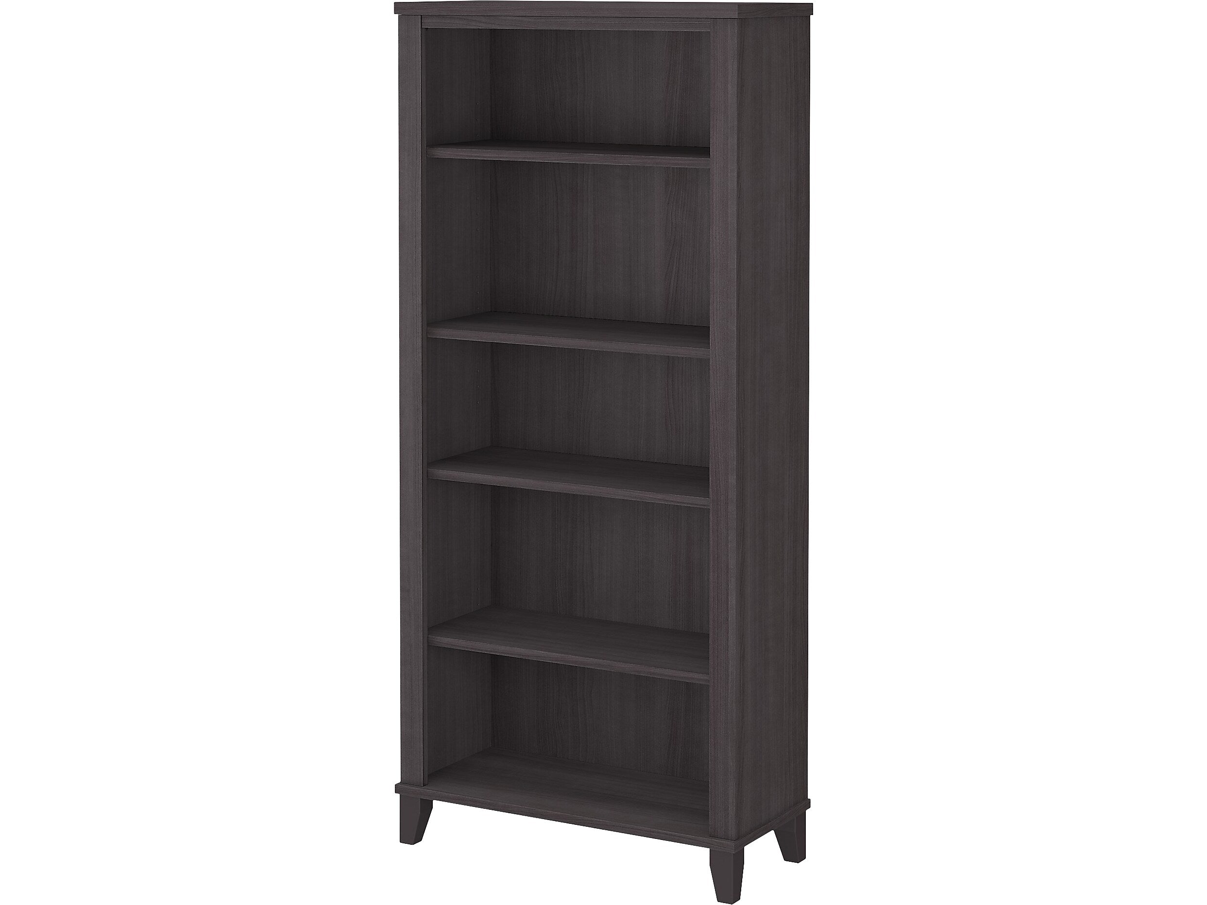 Bush Furniture Somerset 65"H 5-Shelf Bookcase with Adjustable Shelves, Storm Gray Laminate (WC81565)