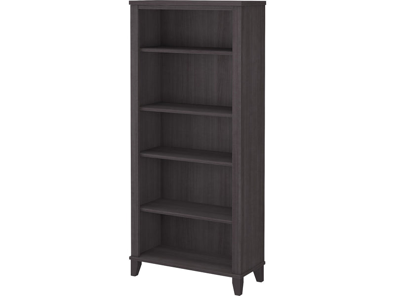 Bush Furniture Somerset 65"H 5-Shelf Bookcase with Adjustable Shelves, Storm Gray Laminate (WC81565)