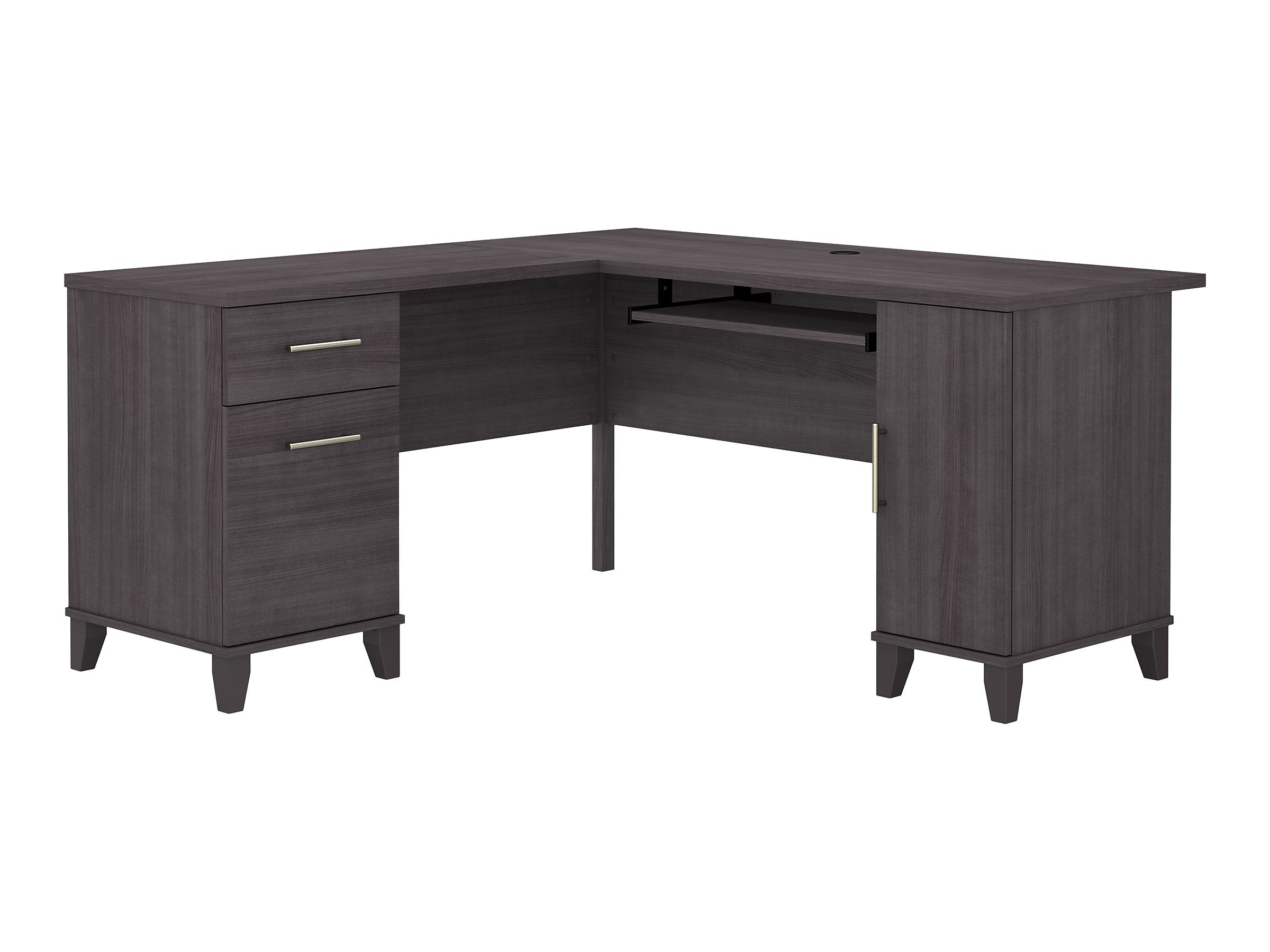 Bush Furniture Somerset 60"W L Shaped Desk with Storage, Storm Gray (WC81530K)