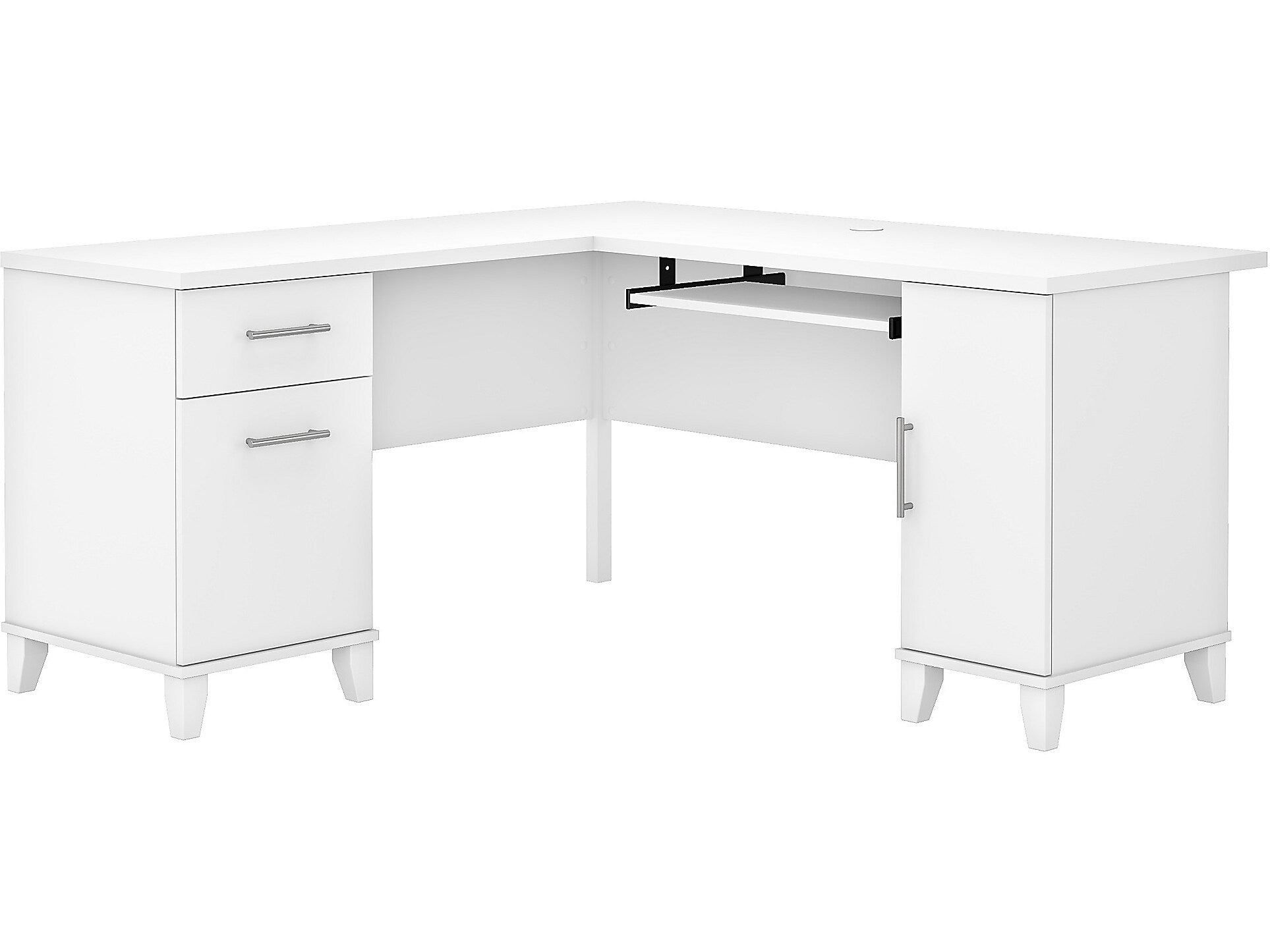 Bush Furniture Somerset 60"W L Shaped Desk with Storage, White (WC81930K)