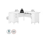 Bush Furniture Somerset 60"W L Shaped Desk with Storage, White (WC81930K)