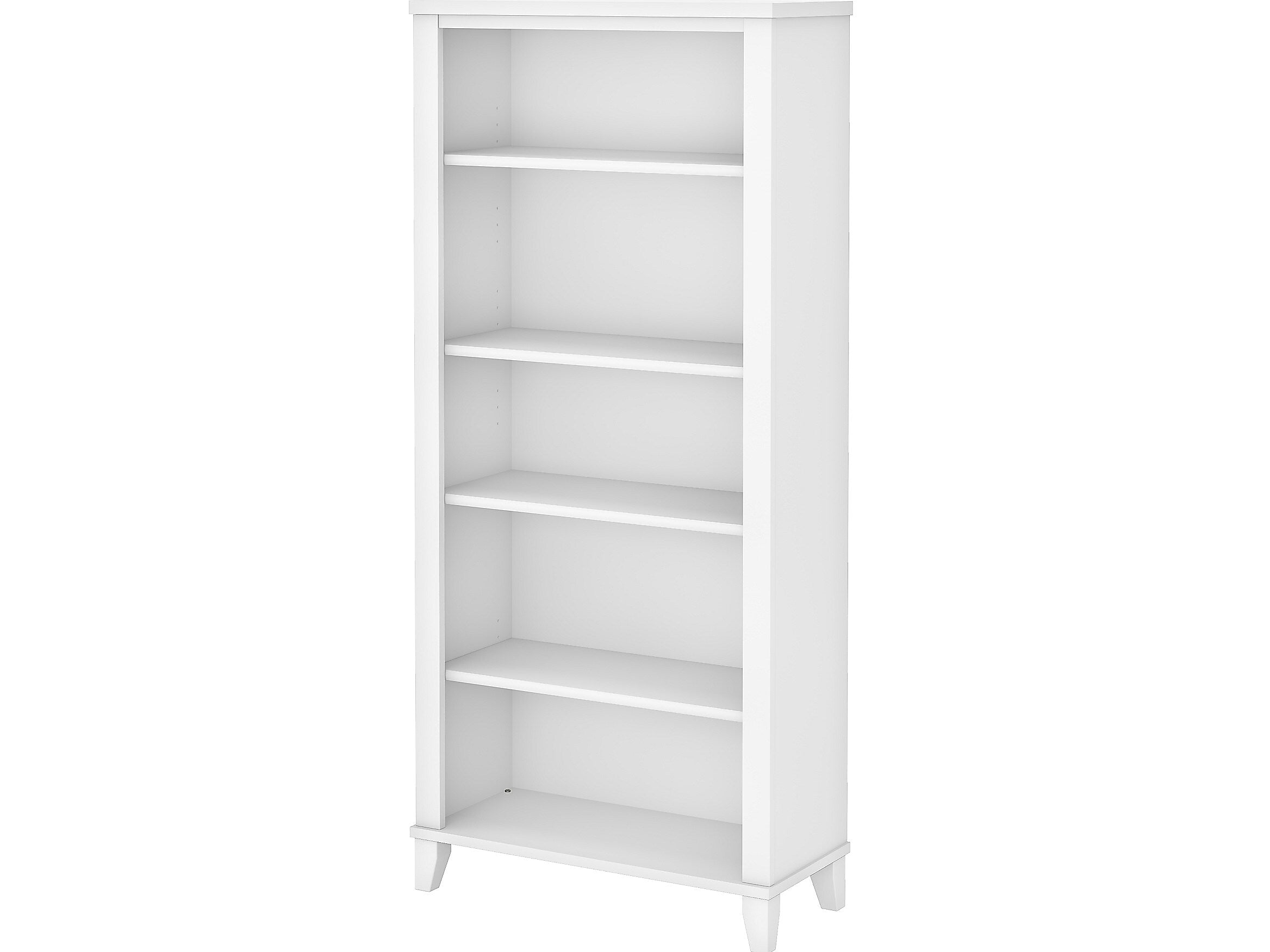 Bush Furniture Somerset 65"H 5-Shelf Bookcase with Adjustable Shelves, White Laminate (WC81965)
