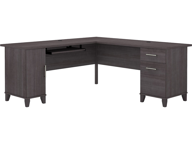 Bush Furniture Somerset 72"W L Shaped Desk with Storage, Storm Gray (WC81510K)