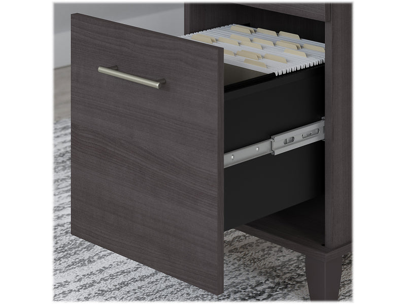 Bush Furniture Somerset 72"W 3 Position Sit to Stand L Shaped Desk with Hutch, Storm Gray (SET015SG)