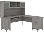 Bush Furniture Somerset 72"W L Shaped Desk with Hutch, Platinum Gray (SET001PG)