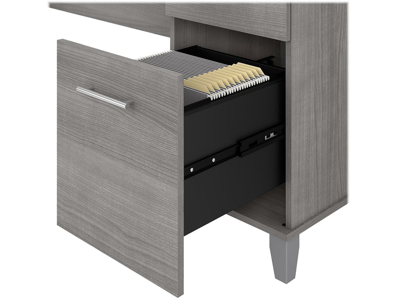 Bush Furniture Somerset 72"W L Shaped Desk with Hutch, Platinum Gray (SET001PG)