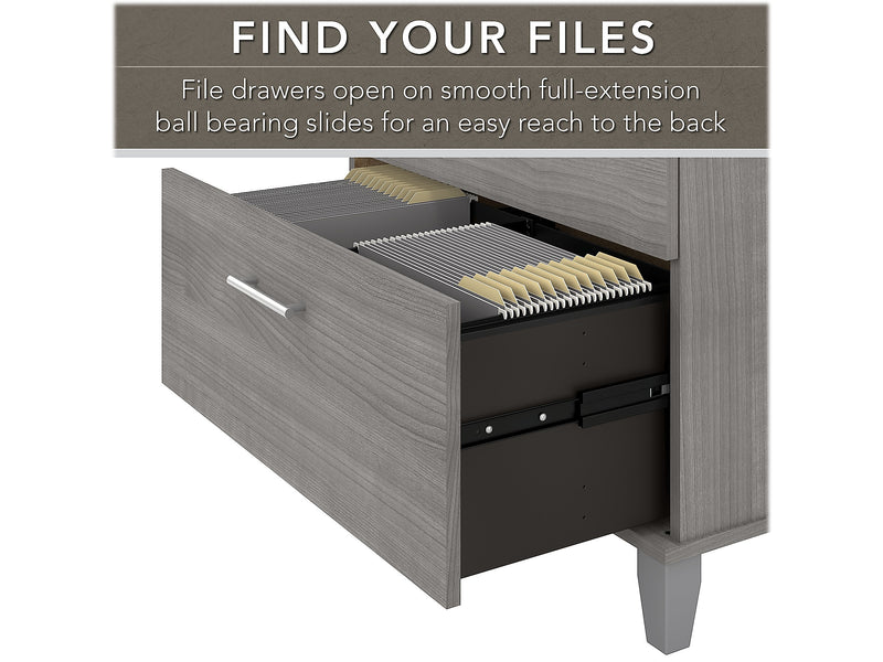 Bush Furniture Somerset 72"W L Shaped Desk with Hutch and Lateral File Cabinet, Platinum Gray (SET009PG)