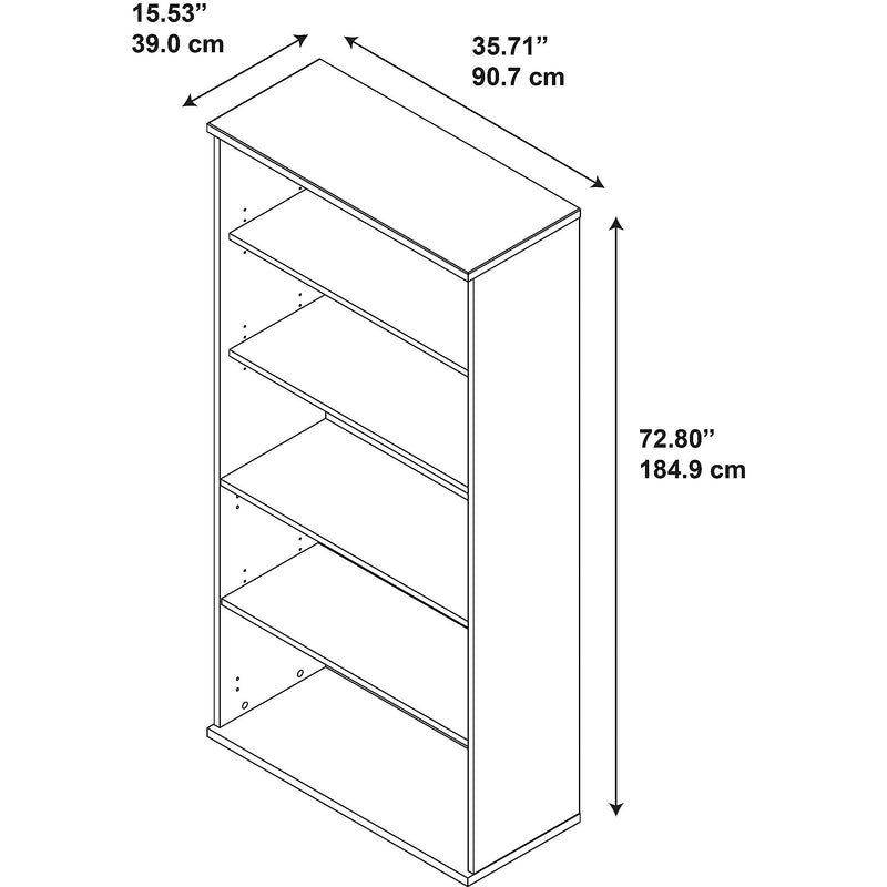 Bush Business Furniture Westfield 73" 5-Shelf Bookcase with Adjustable Shelves, Mocha Cherry Laminated Wood (WC12914)