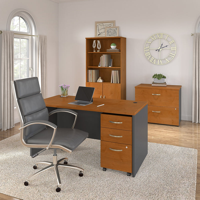 Bush Business Furniture Westfield 3-Drawer Mobile Vertical File Cabinet, Letter/Legal, Natural Cherry/Graphite Gray (WC72453SU)