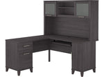 Bush Furniture Somerset 60"W L Shaped Desk with Hutch, Storm Gray (SET002SG)