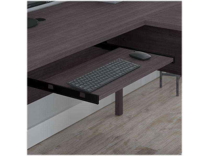 Bush Furniture Somerset 60"W L Shaped Desk with Hutch, Storm Gray (SET002SG)