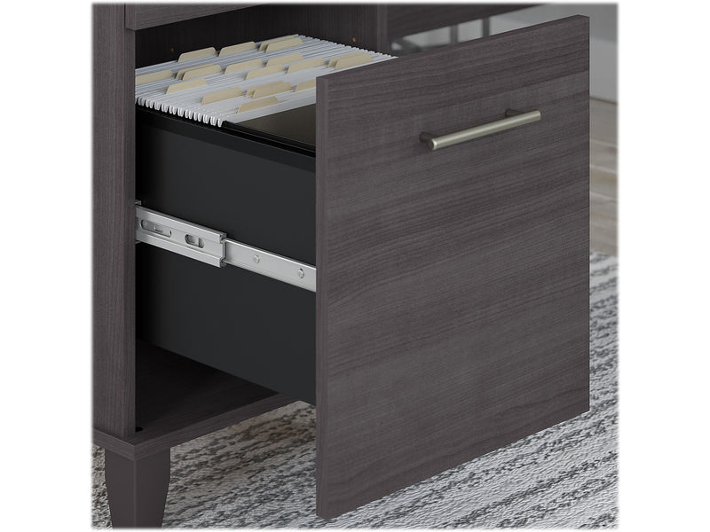 Bush Furniture Somerset 60"W L Shaped Desk with Hutch, Storm Gray (SET002SG)