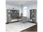 Bush Furniture Somerset 72"W L Shaped Desk with Hutch and 5 Shelf Bookcase, Platinum Gray (SET011PG)
