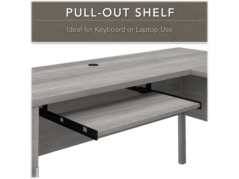 Bush Furniture Somerset 72"W L Shaped Desk with Hutch and 5 Shelf Bookcase, Platinum Gray (SET011PG)