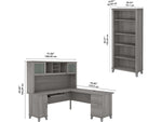 Bush Furniture Somerset 72"W L Shaped Desk with Hutch and 5 Shelf Bookcase, Platinum Gray (SET011PG)