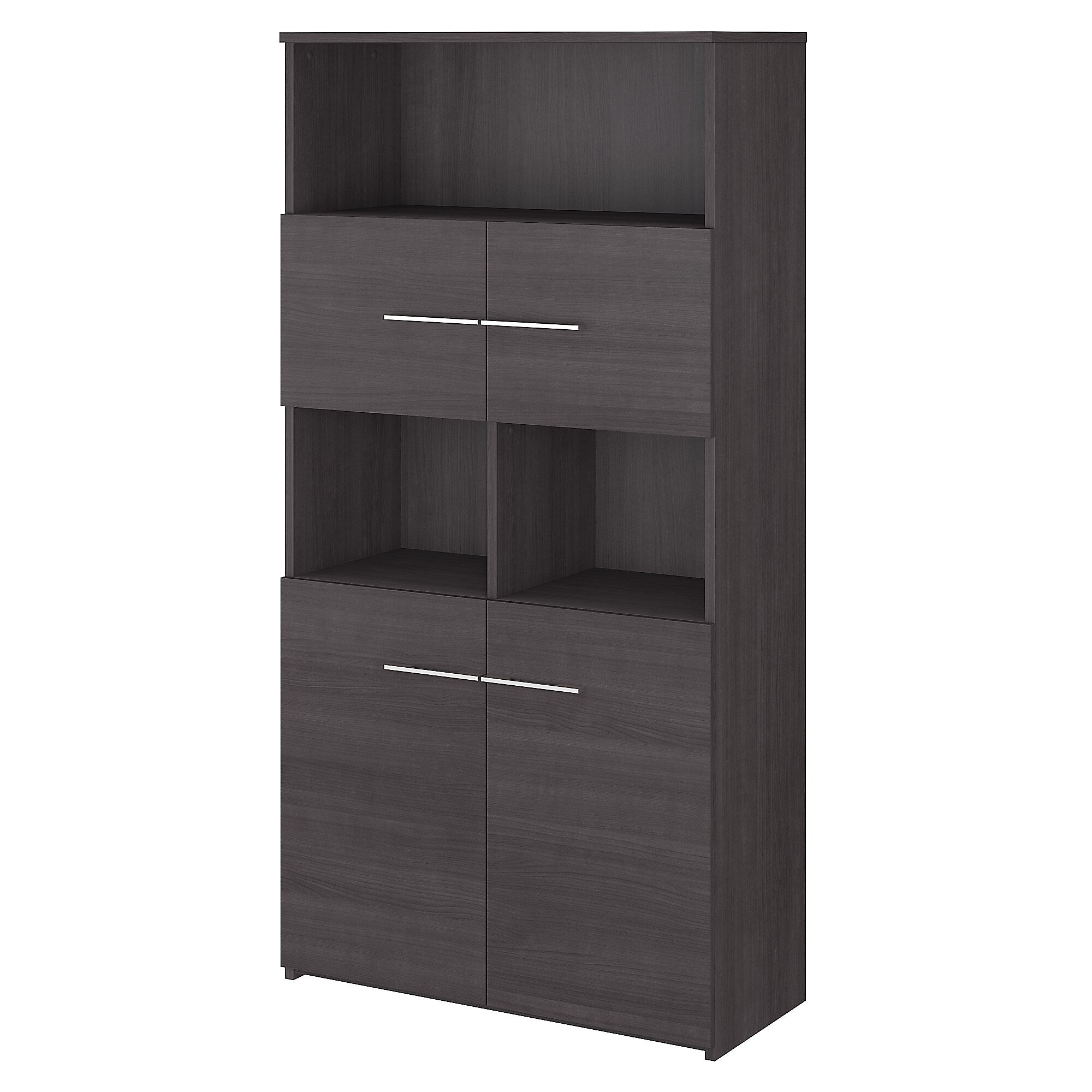 Bush Business Furniture Office 500 70"H 5-Shelf Bookcase with Doors, Storm Gray (OFB136SG)