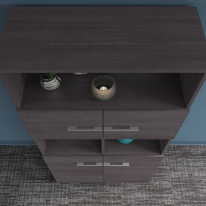 Bush Business Furniture Office 500 70"H 5-Shelf Bookcase with Doors, Storm Gray (OFB136SG)