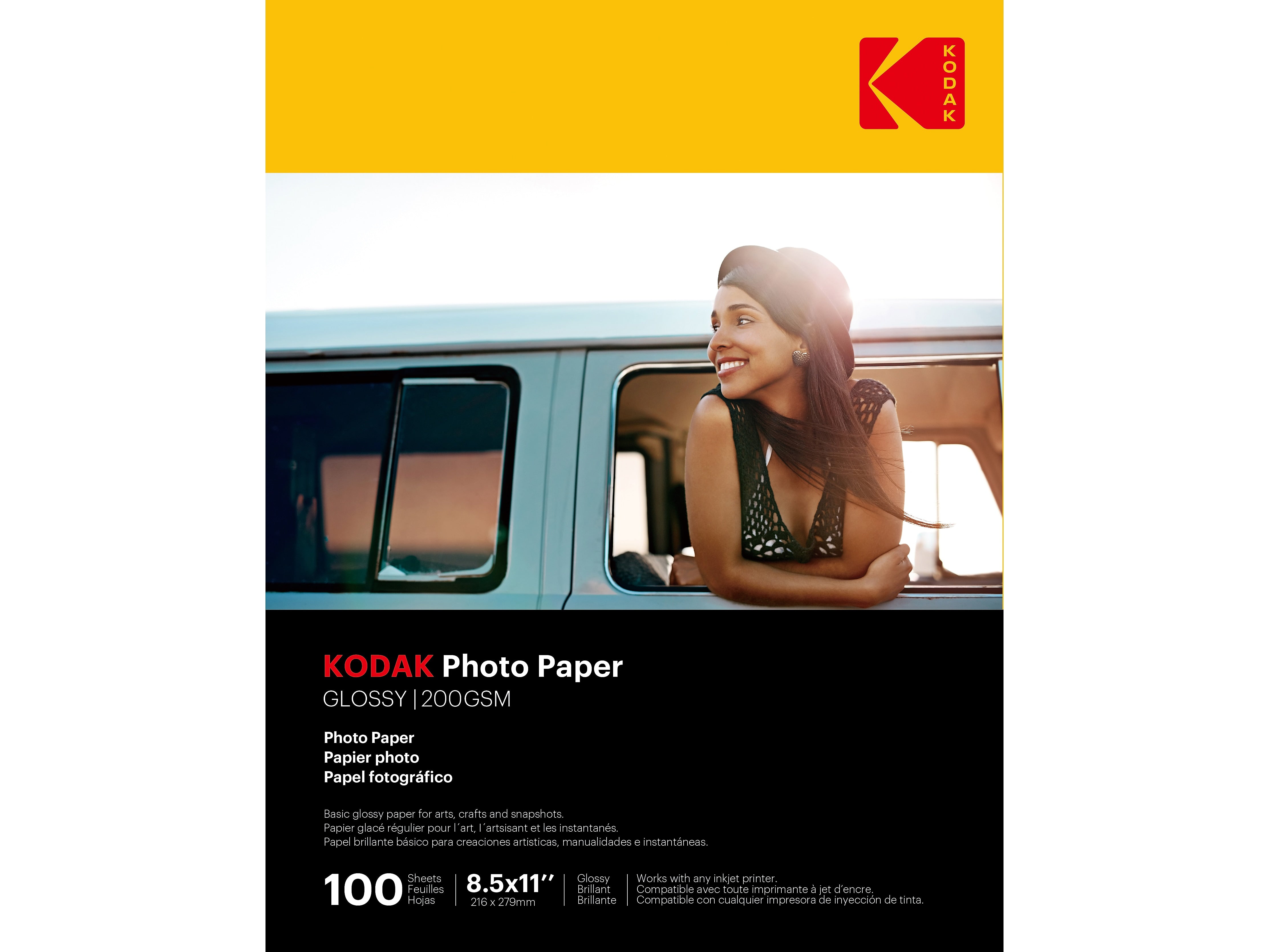 Kodak Glossy Photo Paper, 8.5" x 11", 100 Sheets/Pack (41183)