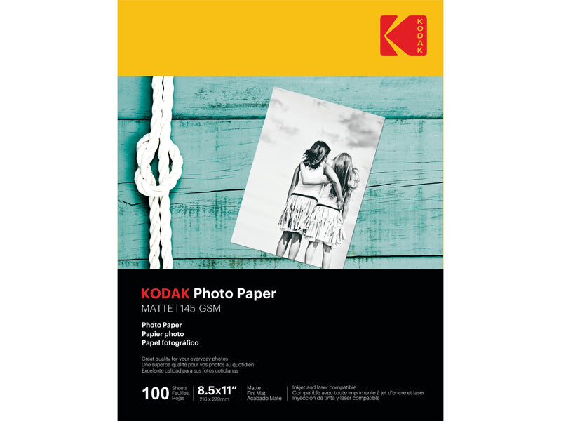 Kodak Matte Photo Paper, 8.5" x 11", 100 Sheets/Pack (41184)