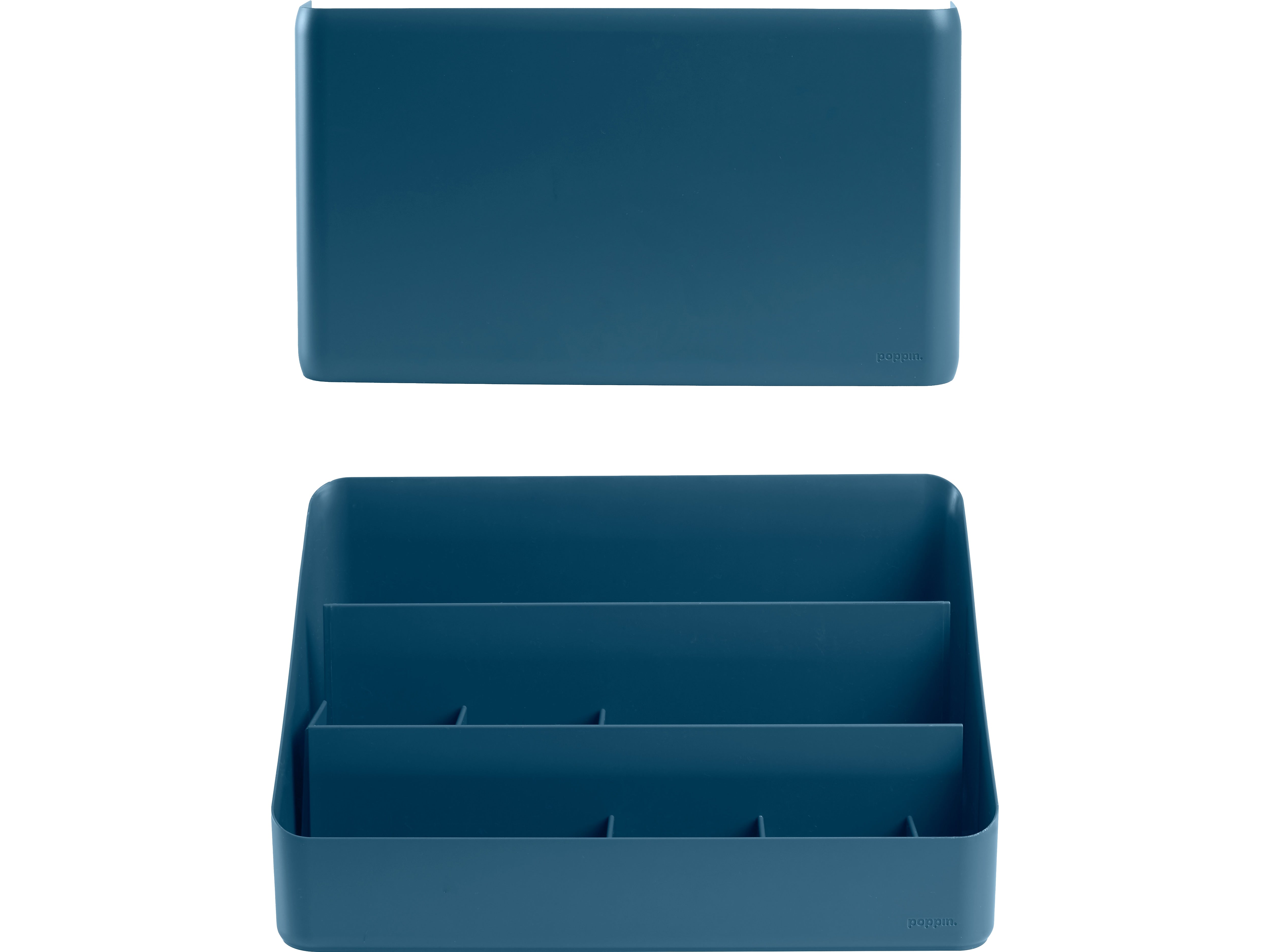 Poppin 2-Piece Desk Organizer Set, Polystyrene, Slate Blue (108023)