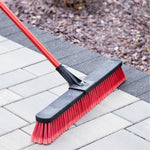 Libman Commercial 24" Multi-Surface Clamp Handle Push Broom, Red & Black Bristles, 4/Carton (1189)