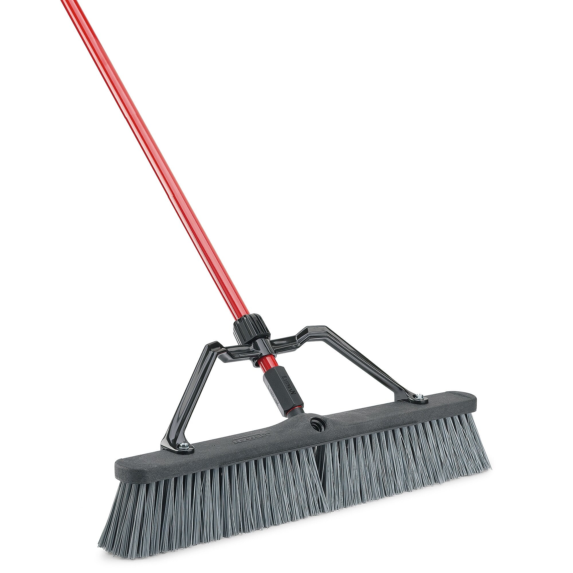 Libman Commercial 24" Rough Surface Heavy-Duty Push Broom, Gray Bristles, 3/Carton (825)