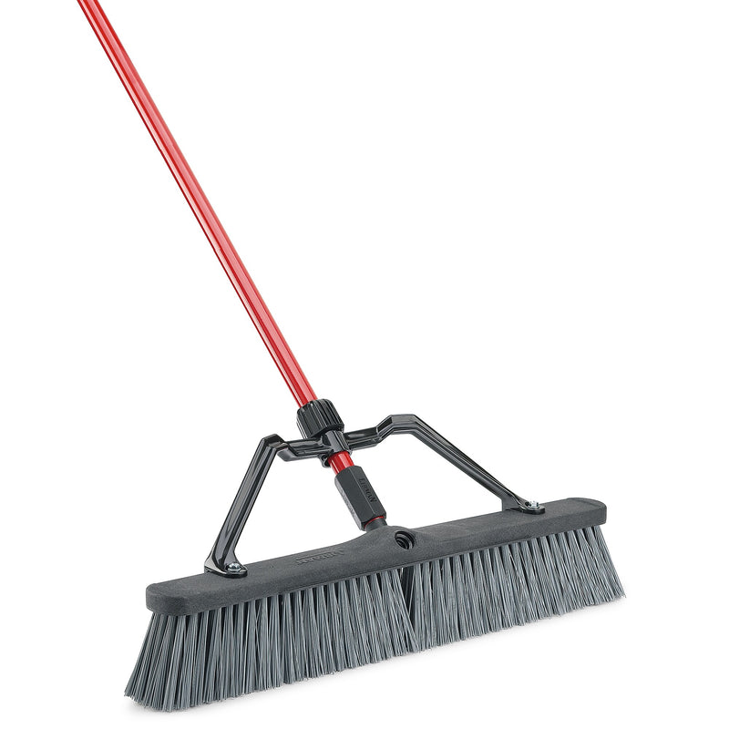 Libman Commercial 24" Rough Surface Heavy-Duty Push Broom, Gray Bristles, 3/Carton (825)