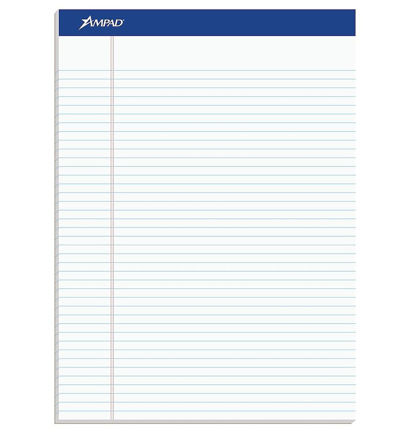 Ampad Notepad, 8.5" x 11.75", Narrow Ruled, White, 50 Sheets/Pad, 12 Pads/Pack (20-322)