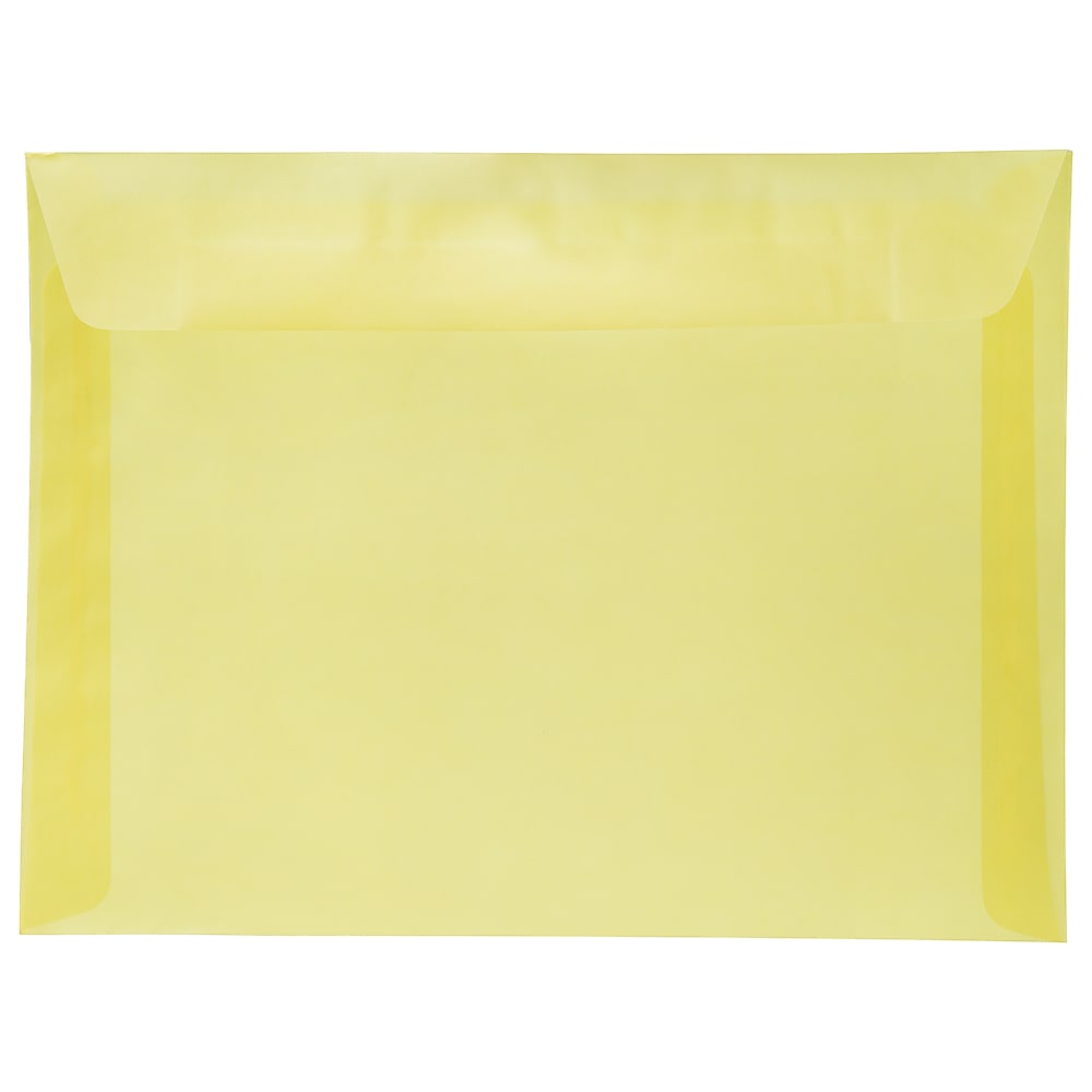 JAM Paper 9 x 12 Booklet Translucent Vellum Envelopes, Primary Yellow, 25/Pack (1592184)